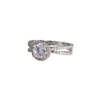 Fine Double Band With Round Crystal Centre Stone Ring - link has visual effect only