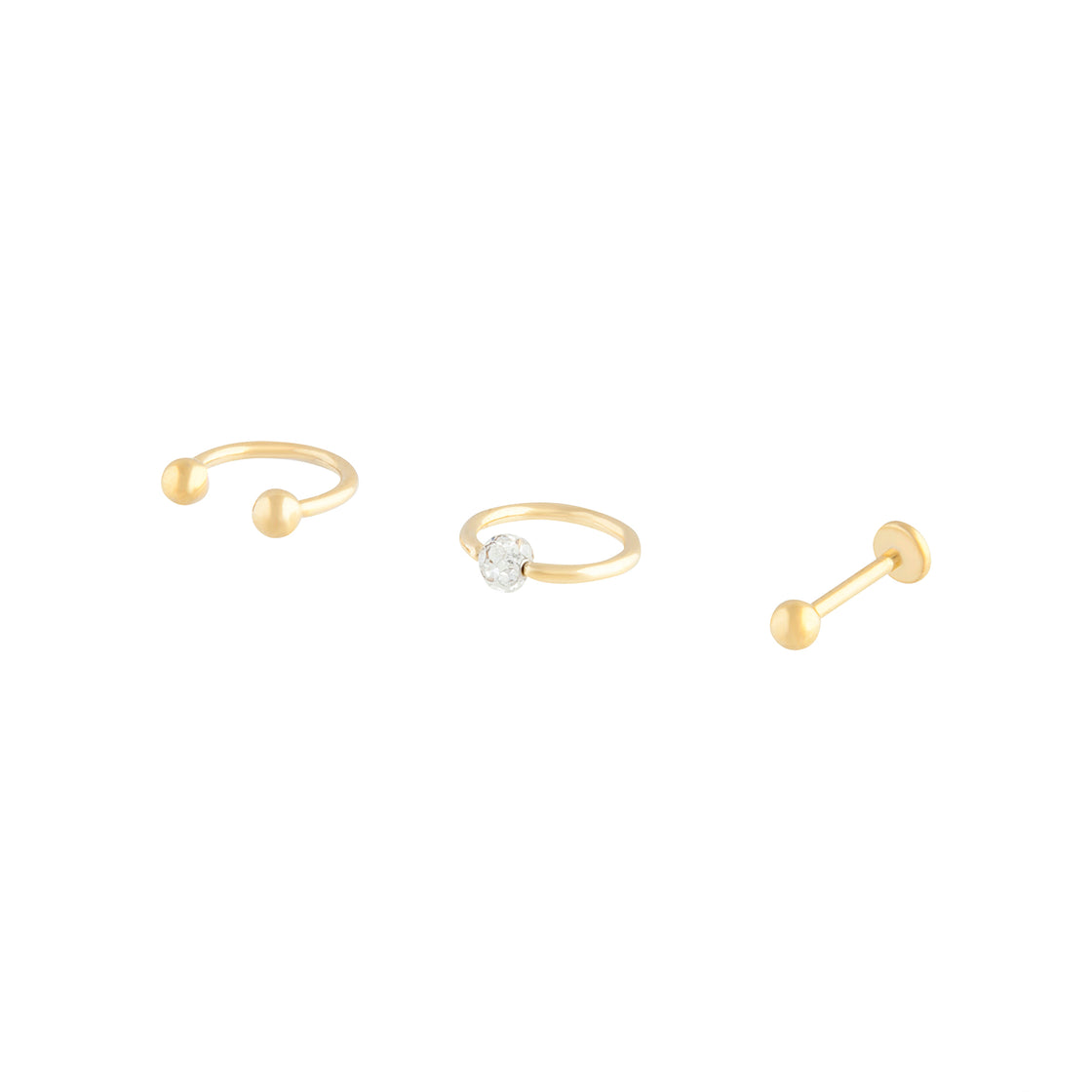Gold Surgical Steel Hoop Stud Ball Flat Back  Pack