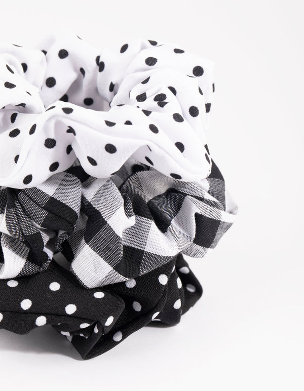 Monochrome Spot Check Scrunchie Pack