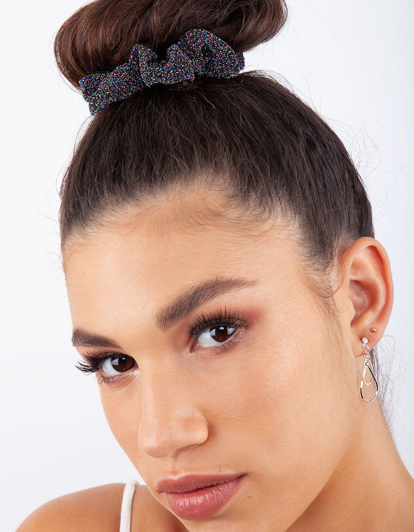 Black Blue Glitter Satin Scrunchie Pack