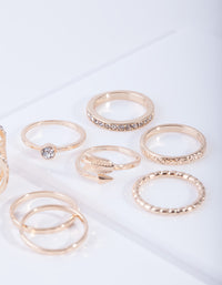 Gold Double Crossover Diamante Ring 8-Pack - link has visual effect only