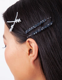 Deep Blue Diamante Zigzag Pins 4-Pack - link has visual effect only