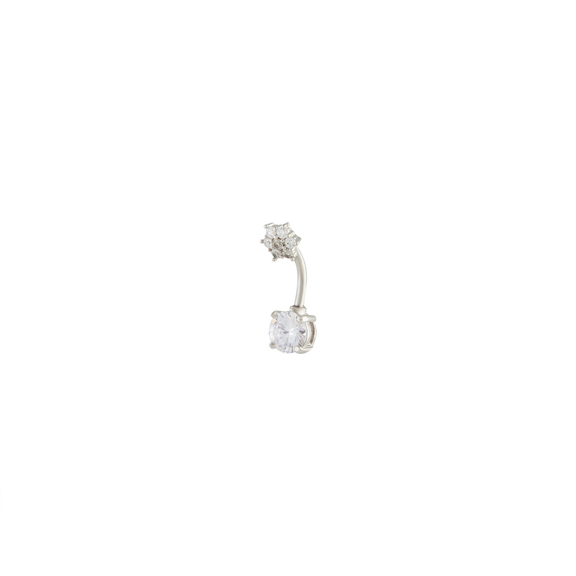 Surgical Steel Double Cubic Zirconia Flower Belly Bar