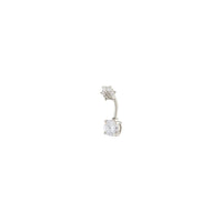 Surgical Steel Double Cubic Zirconia Flower Belly Bar - link has visual effect only