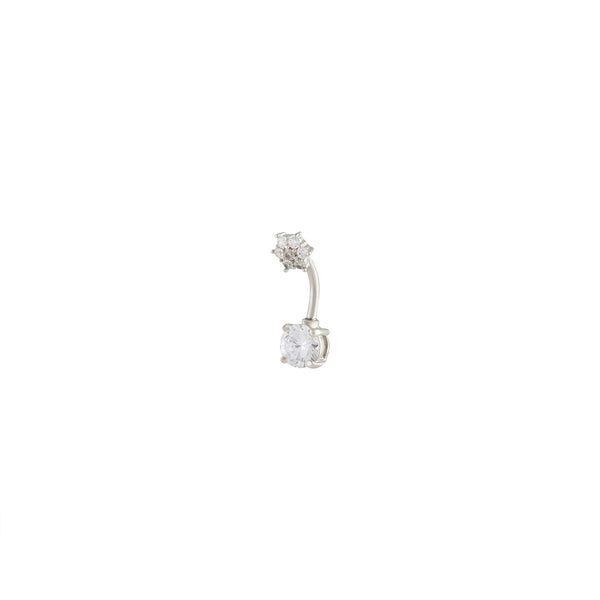 Surgical Steel Double Cubic Zirconia Flower Belly Bar