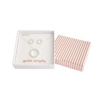 Silver Open Circle Diamante Necklace Earrings Set - link has visual effect only