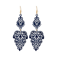 Blue Metal Filigree Drop Earrings - link has visual effect only