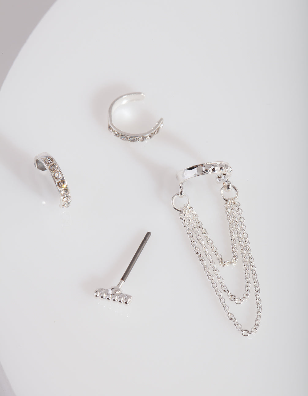 Silver Mini Textured Ear Stack