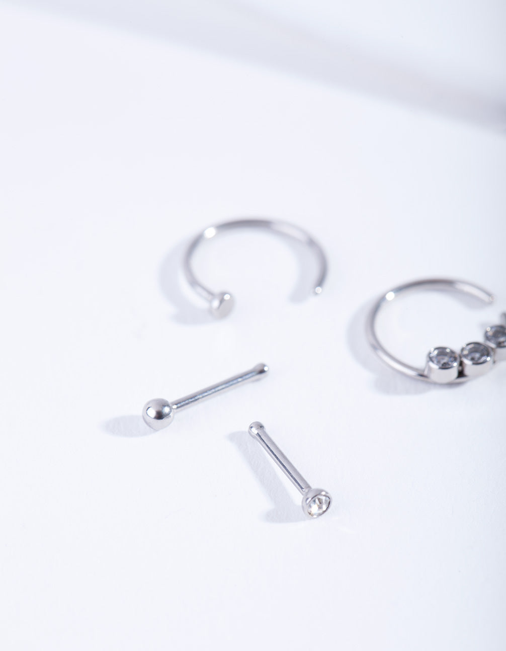Surgical Steel Diamante Nose Ring 4-Pack