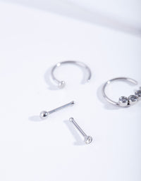 Surgical Steel Diamante Nose Ring 4-Pack - link has visual effect only