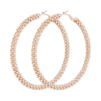 Rose Gold Cup Chain Diamante Large Hoop Earrings - link has visual effect only