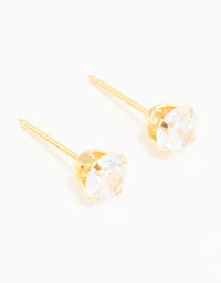 24KT Gold Plated Surgical Stainless Steel 5MM Cubic Zirconia Piercing Stud - link has visual effect only