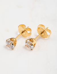 Gold 24K Cubic Zirconia 24K Piercing Stud - link has visual effect only