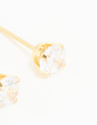 24KT Gold Plated Surgical Stainless Steel 5MM Cubic Zirconia Piercing Stud - link has visual effect only