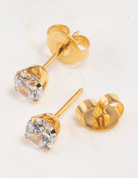 Gold 24K Cubic Zirconia 24K Piercing Stud - link has visual effect only
