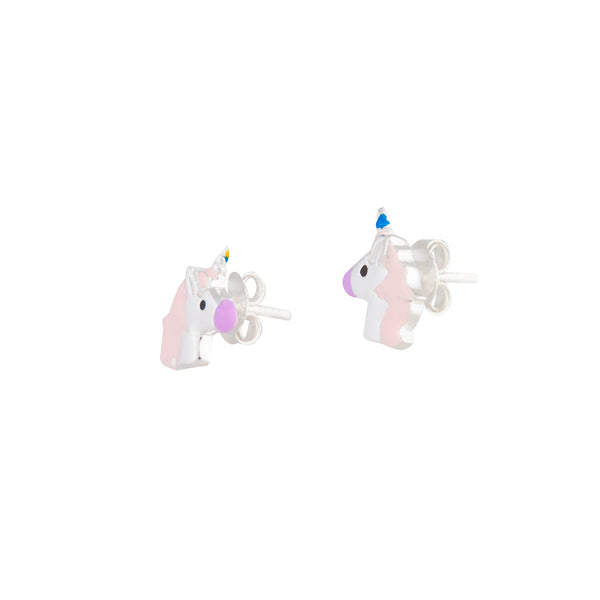 Kids Sterling Silver Unicorn  Head Rainbow Earrings