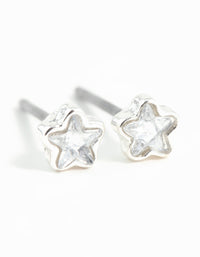 Silver Micro Star Stud Diamante Earrings - link has visual effect only