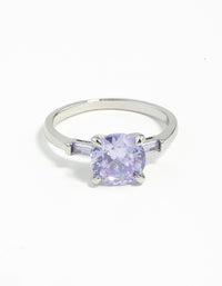 Silver Round Stone Purple Cubic Zirconia Ring - link has visual effect only