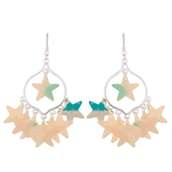 Silver Flower Chain Cuff Earrings