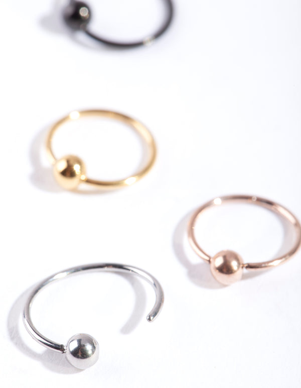 Mixed Metal Surgical Steel Ball Hoop 4-Pack