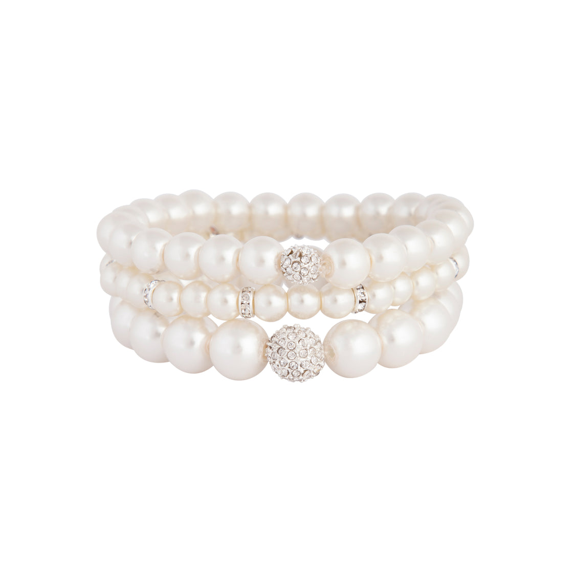 White Pearl Black Ribbon Stretch Bracelet Set