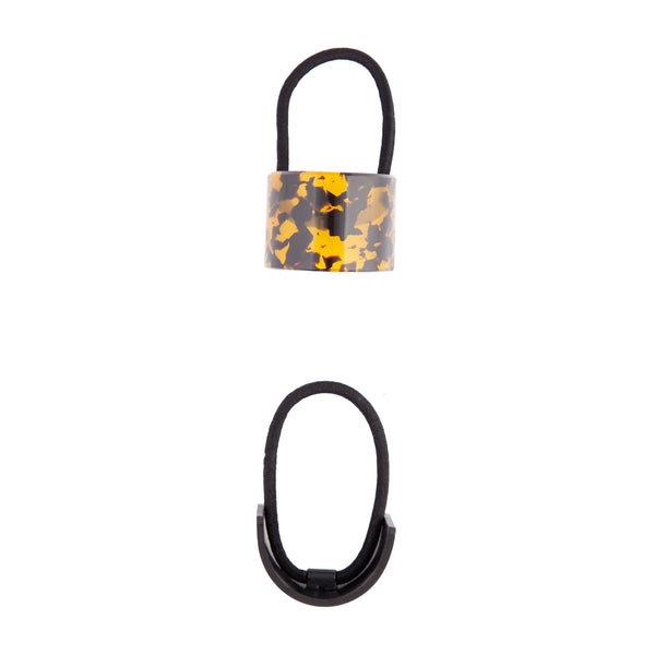 Tortoiseshell Black Ponytail Cuff Duo