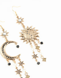 Antique Gold Celestial Grey Black Gem Earrings - link has visual effect only