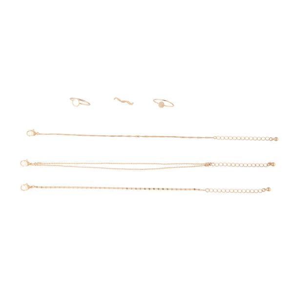 Gold Circle Ring Bracelet Pack