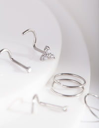 Surgical Steel Nose Ring & Stud 6-Pack - link has visual effect only