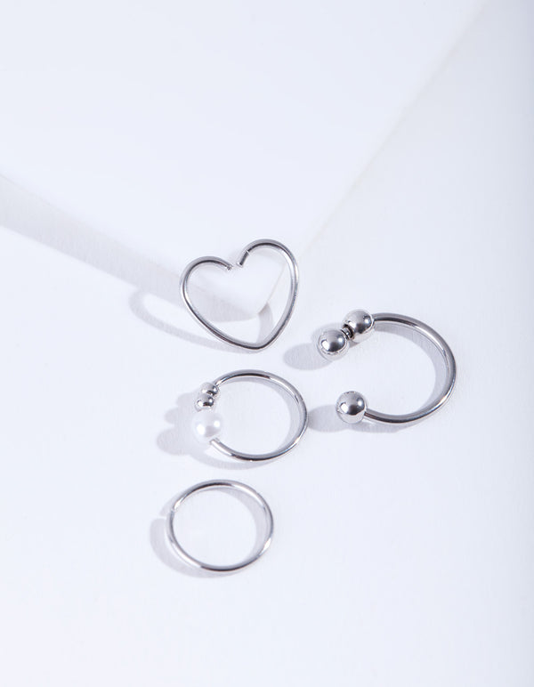 Surgical Steel Cartilage Ring 4-Pack