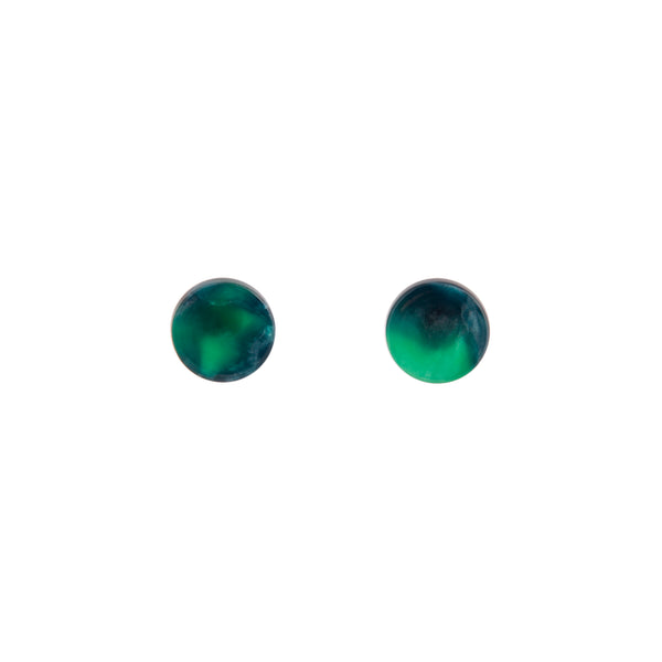 Green Resin Mini Circle Stud Earrings