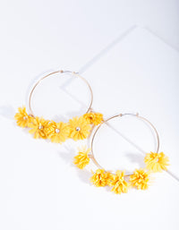 Yellow Gold Large Fabric Flower Hoop Earrings - link has visual effect only