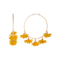 Yellow Gold Large Fabric Flower Hoop Earrings - link has visual effect only