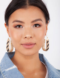 Brown Raffia Bell Hoop Earrings - link has visual effect only