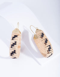 Brown Raffia Bell Hoop Earrings - link has visual effect only