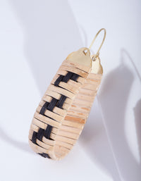 Brown Raffia Bell Hoop Earrings - link has visual effect only