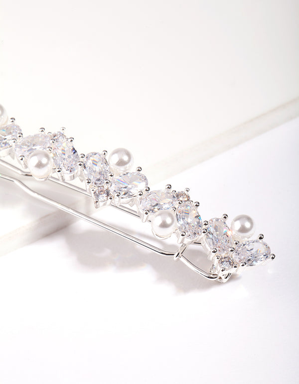 Silver Cubic Zirconia Hair Clip