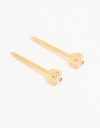 24KT Gold Plated Surgical Stainless Steel 2MM Cubic Zirconia Piercing Stud - link has visual effect only
