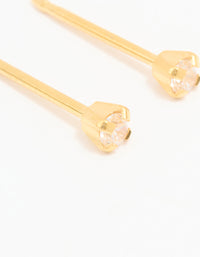 24KT Gold Plated Surgical Stainless Steel 2MM Cubic Zirconia Piercing Stud - link has visual effect only
