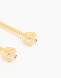 24KT Gold Plated Surgical Stainless Steel 2MM Cubic Zirconia Piercing Stud - link has visual effect only