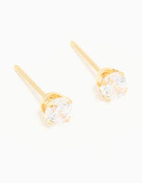 24KT Gold Plated Surgical Stainless Steel 4MM Cubic Zirconia Piercing Stud - link has visual effect only