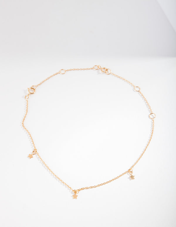 Gold Plated Sterling Silver Star Anklet Bracelet