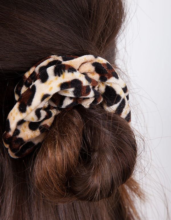 Metallic Gold Leopard Leatherette Scrunchie Pack