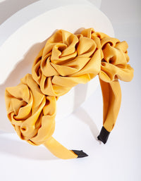 Yellow Satin Triple Flower Headband - link has visual effect only