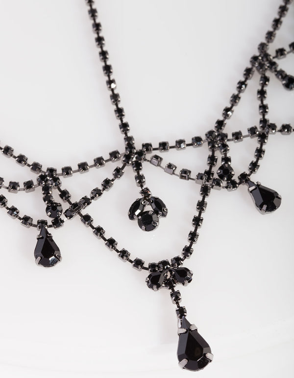 Black Crystal Drop Head Chain