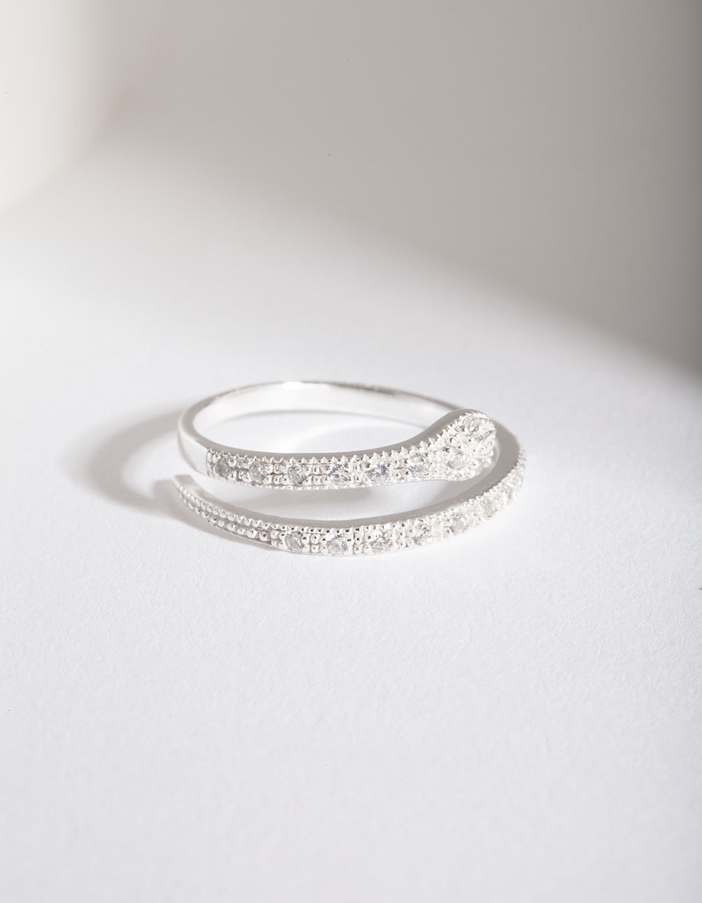 Sterling Silver Diamante Snake Ring