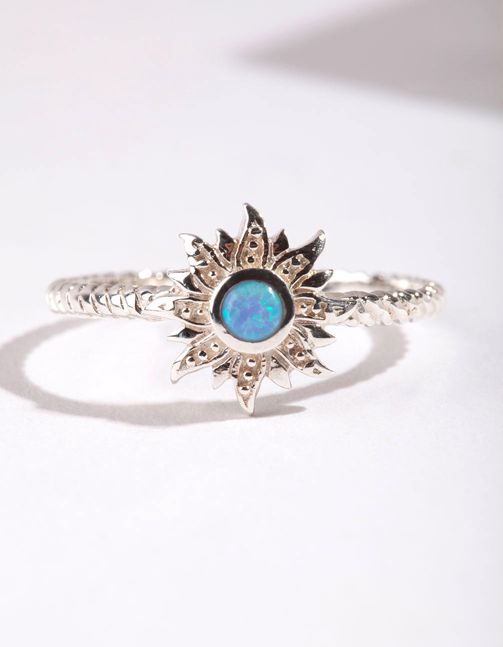 Sterling Silver Synthetic Opal Sun Ring
