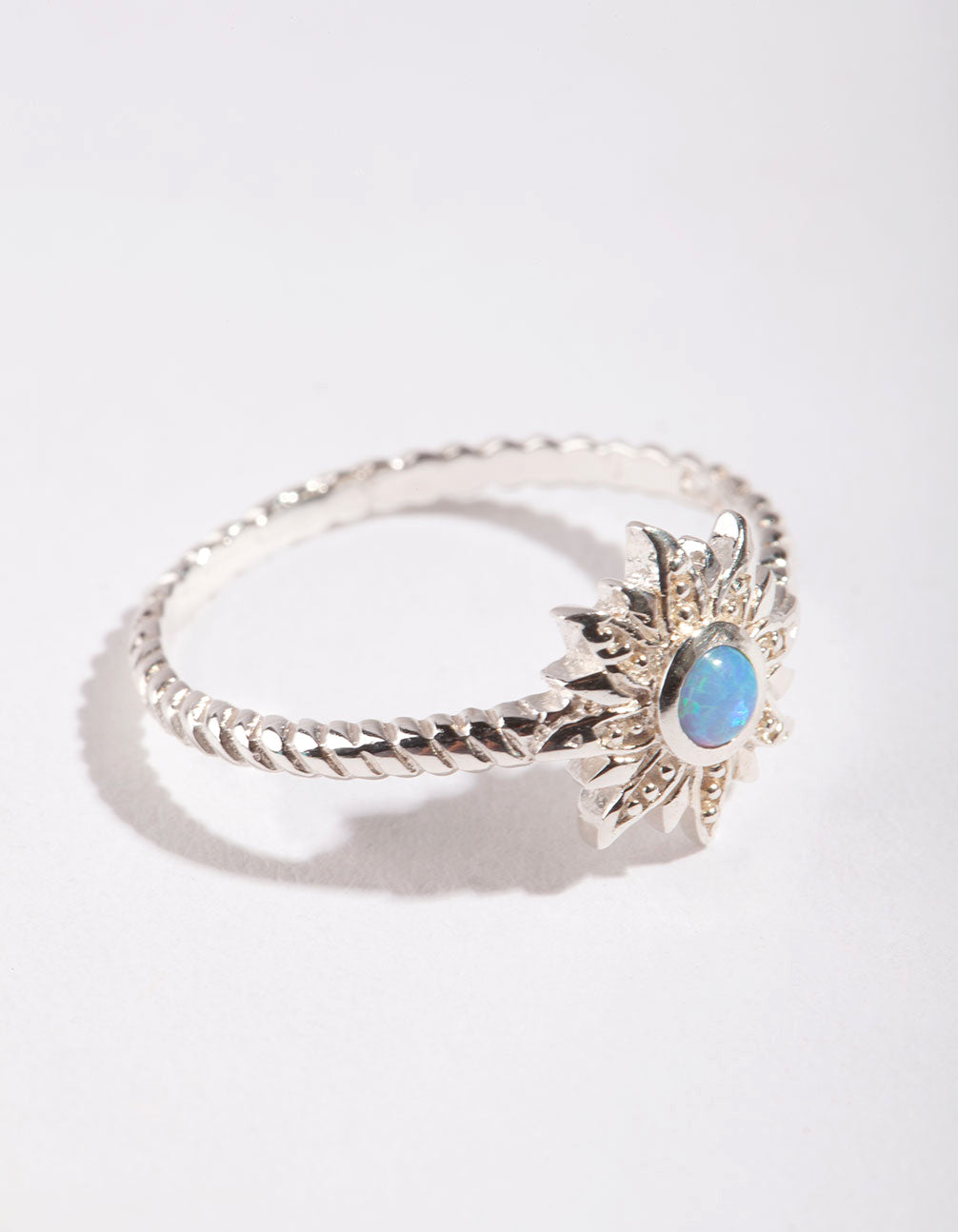 Sterling Silver Synthetic Opal Sun Ring