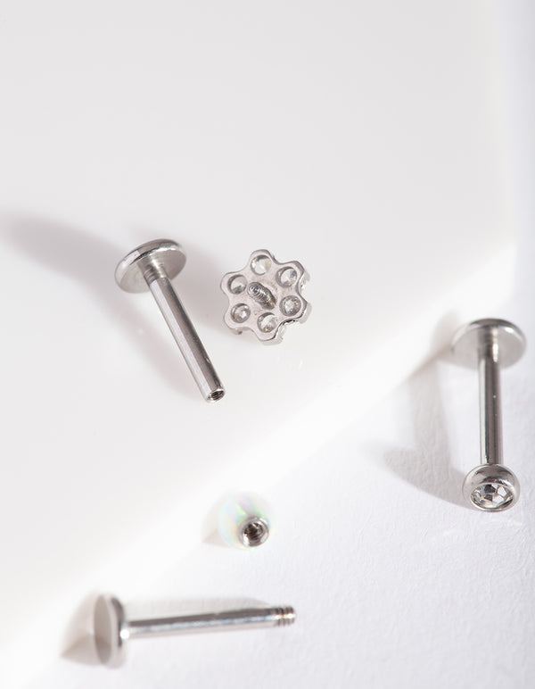 Surgical Steel Synthetic Opal Flat Back Pack