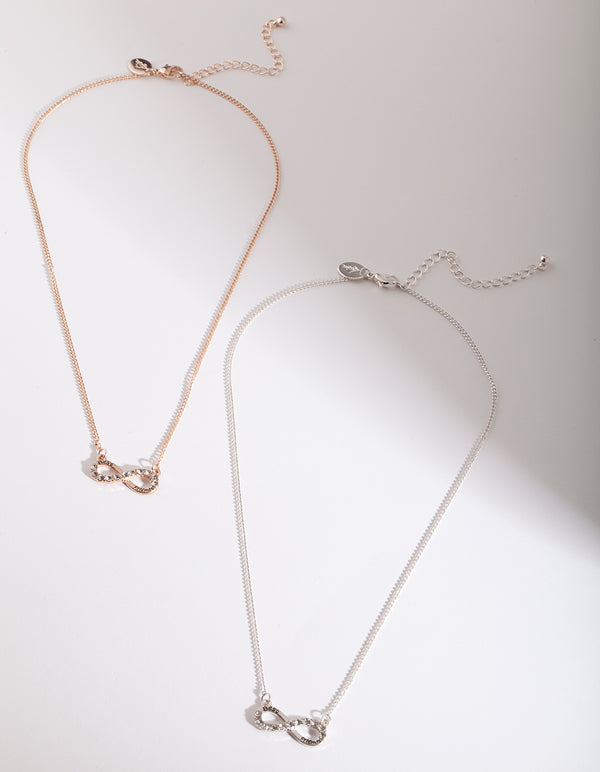 Mixed Metal Best Friend Infinity Necklace Set